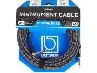 Cabo para Instrumento BOSS BIC-25A Cabo Audio Instrumento Jack reto/angulado mono 7.5m Revestimento Malha Garantia Vitalícia
