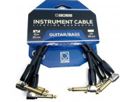  Cabo para pedais de efeitos/Cabos de Patch BOSS BIC-PC-3 Cabo Audio Patch Jack angulado/angulado mono 15cm (Pack 3 Cabos) para Pedalboards Revestimento Malha Garantia Vitalícia 