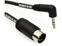 Cabo MIDI BOSS BMIDI-2-35 cabo ficha TRS stereo angulado 3.5 mm e ficha MIDI standard 5-pinos com 60 centimetros comprimento Garantia Vitalícia