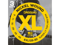 Jogo de cordas para Guitarra Elétrica/Jogo de cordas .009 D´Addario  EXL125-3D 