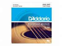 Jogos de cordas para guitarra de 12 cordas D´Addario Jogo de 12 Cordas EJ38 