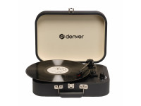 Gira discos vintage/Gira-discos de alta fidelidade Denver Gira-discos 33 1/3 /45/78rpm Vintage 2x10W Preto
