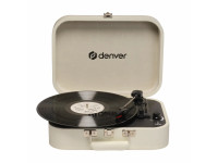 Gira discos vintage/Gira-discos de alta fidelidade Denver Gira-discos 33/45/78rpm Vintage 2x10w Bege