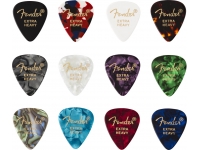 Palhetas para guitarra Fender 351 Shape Celluloid Medley Extra Heavy 12 Pack