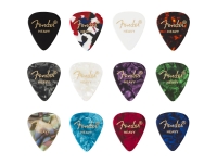 Palhetas para guitarra Fender 351 Shape Celluloid Medley Heavy 12 Pack 