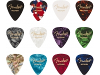 Palhetas para guitarra Fender 351 Shape Celluloid Medley Medium 12 Pack 