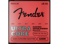 Jogo de cordas .010/Jogo de cordas .010 Fender 4250 Ultracore Guitar Strings Nickel Plated Steel Bullet End 4250R Gauges 010-.046