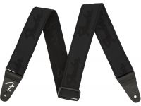 Correia de nylon Fender Weightless Running Logo Guitar Strap - Black/Black