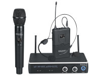 Sistema sem fios com microfone de mão Ibiza Central Microfone s/ Fios 2 Canais UHF 863.9/864.9MHZ DR20UHF-HB