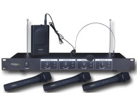 Sistema sem fios com microfone de mão Ibiza  Central Microfone S/ Fios 4 Canais VHF 201.1/207.5MHZ VHF4