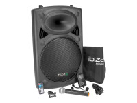 Coluna amplificada/Sistemas Portáteis com Bateria Ibiza PORT15UHF-BT Sistema Portátil a Bateria até 8h 800W
