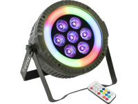 Projector LED PAR Ibiza  Projetor PAR C/ 7 Leds 6W RGBW 1 Anel LED DMX