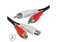 Cabos de áudio Nedis   Cabo 2-RCA Macho / 2-RCA Fêmea 5M