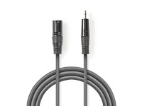 Fichas XLR de 3 polos (macho e fêmea) Nedis XLR de 3 Pins Macho a Minijack 3,5 MM Macho 3,0 M - GRIS
