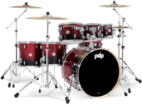 Conjuntos de bateria sem ferragens DW PDP CONCEPT Maple CM7 RED TO BLACK Kit 7-pcs BD 22