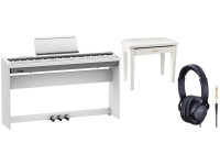 Pianos Digitais Portáteis  Roland FP-30X-WH BRANCO + MÓVEL + BARRA 3 PEDAIS + BANCO RPB-100WH + PHONES RH-5