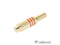 Ficha RCA fêmea /Outras fichas Velleman Ficha Rca Fêmea Dourada-Vermelha C/ Proteção De Cabo